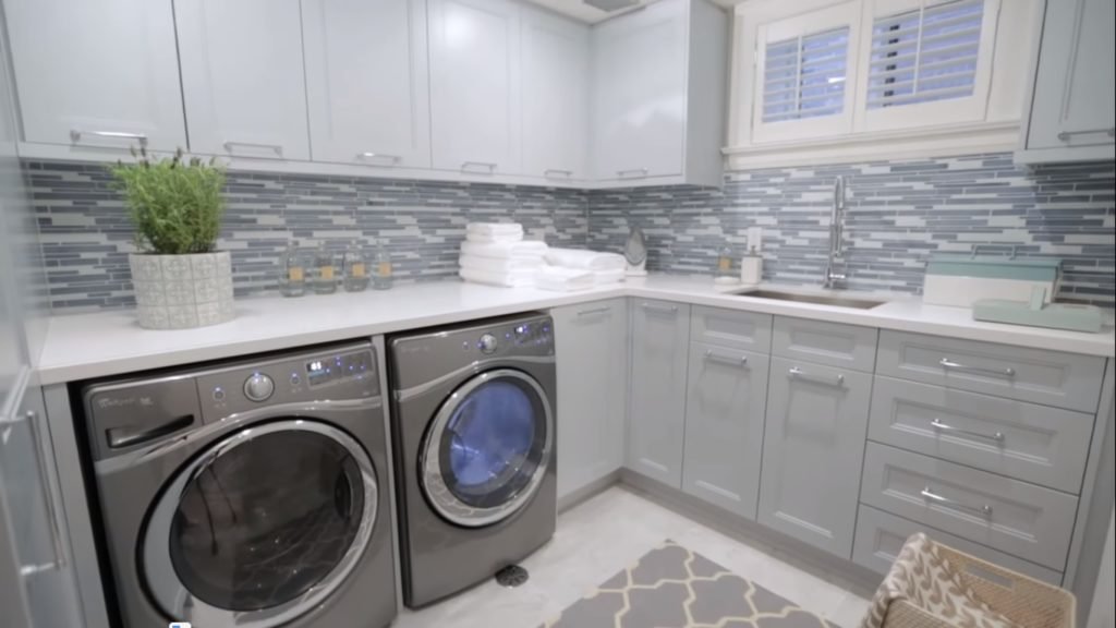 Laundry Room Remodel Small, Storage-Filled Blue-Grey - Interior Design